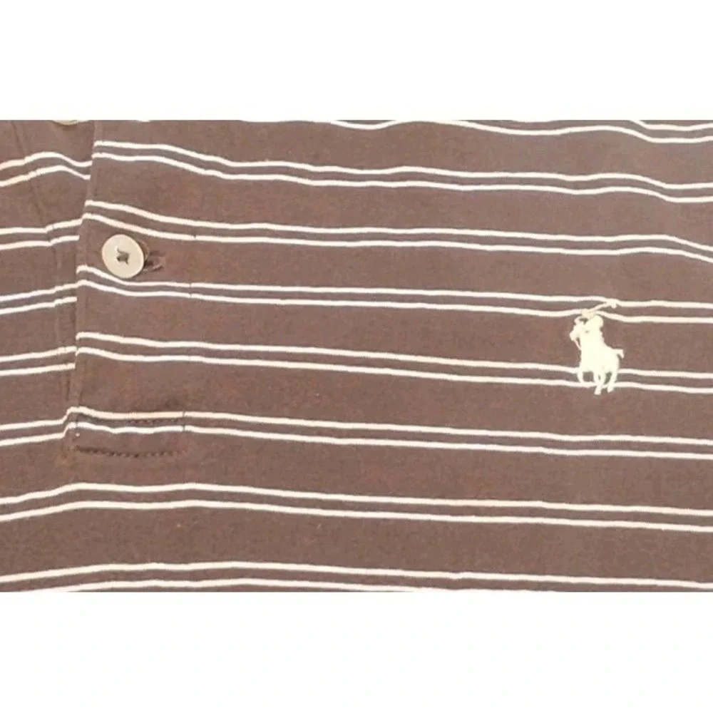 Ralph Lauren Polo Golf‎ 100 % Pima Cotton Polo Shirt L Men's Brown Tan Striped